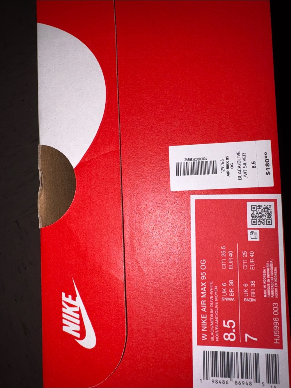 Nike Air Max 95 Sneakers - Gray, Black & White Olive, NEVER WORN - Picture 4 of 8
